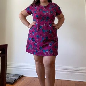 Lane Bryant magenta mini with blue flowers
